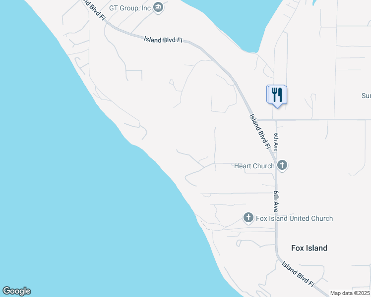 map of restaurants, bars, coffee shops, grocery stores, and more near 421 Fox Fire Road Fi in Fox Island