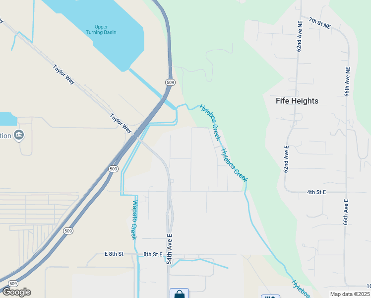 map of restaurants, bars, coffee shops, grocery stores, and more near 116 55th Avenue East in Fife