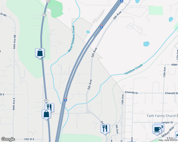 map of restaurants, bars, coffee shops, grocery stores, and more near 433 Birch Street in Milton