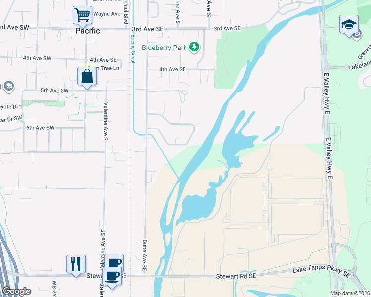 map of restaurants, bars, coffee shops, grocery stores, and more near 367 White River Drive in Pacific