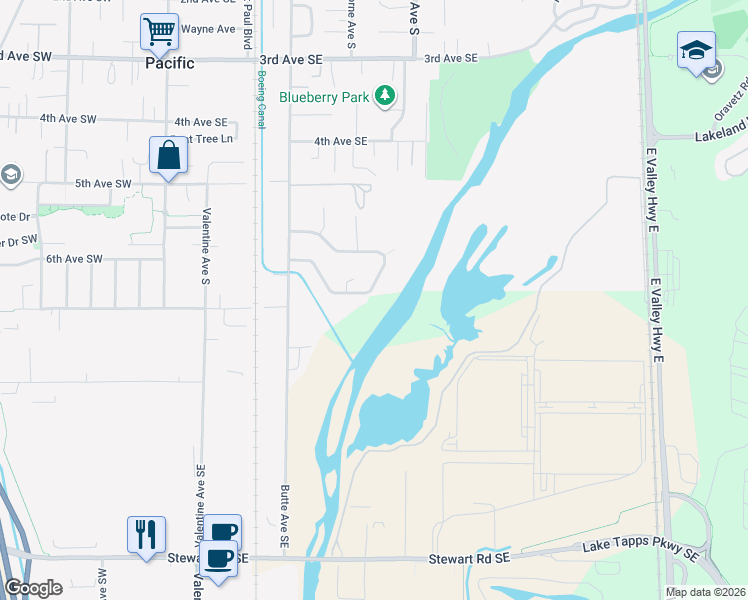 map of restaurants, bars, coffee shops, grocery stores, and more near 367 White River Drive in Pacific