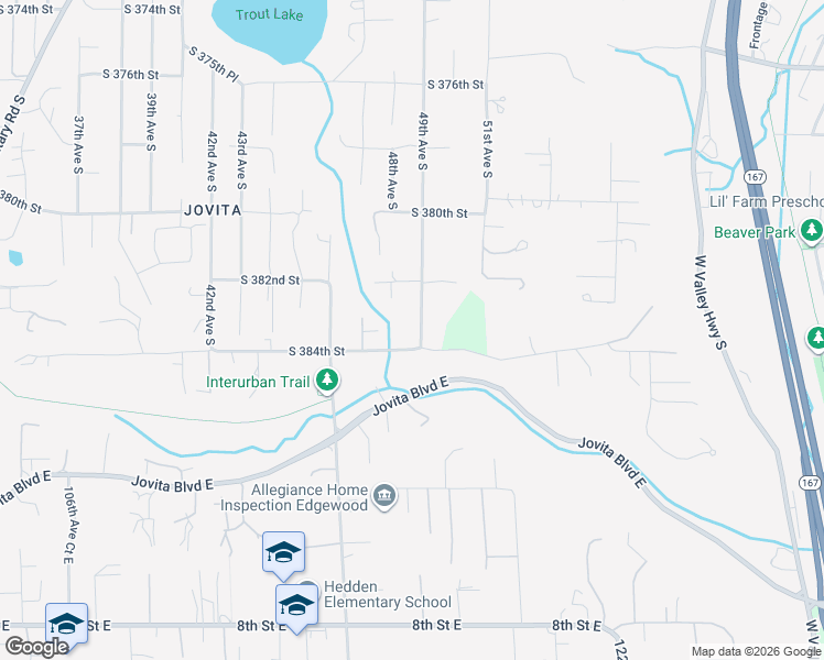 map of restaurants, bars, coffee shops, grocery stores, and more near 38254 49th Avenue South in Auburn