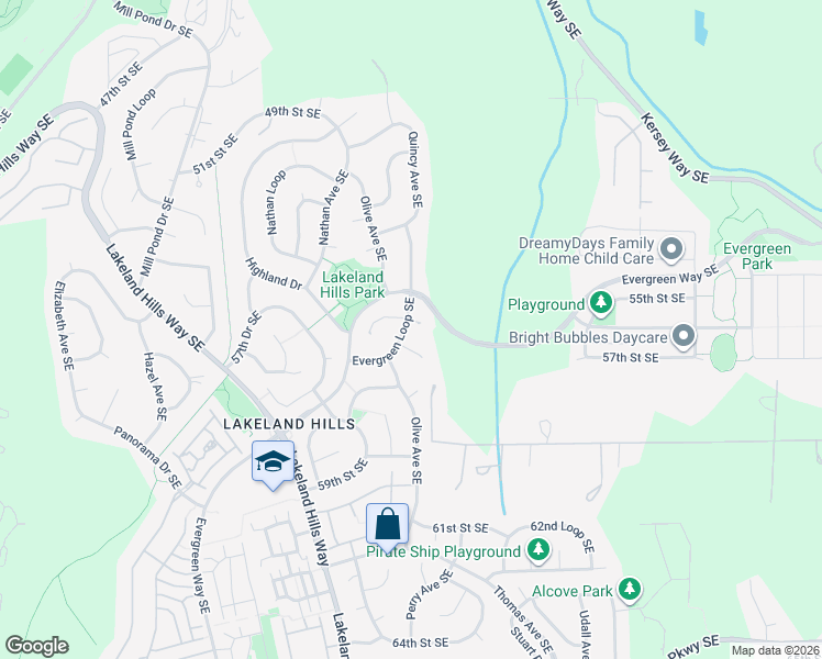 map of restaurants, bars, coffee shops, grocery stores, and more near 1602 55th Court Southeast in Auburn