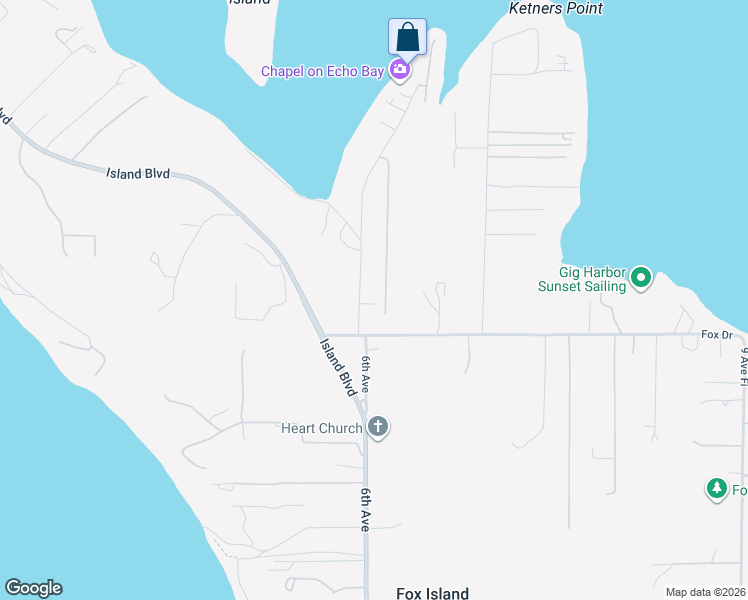 map of restaurants, bars, coffee shops, grocery stores, and more near 575 6th Avenue Fi in Fox Island