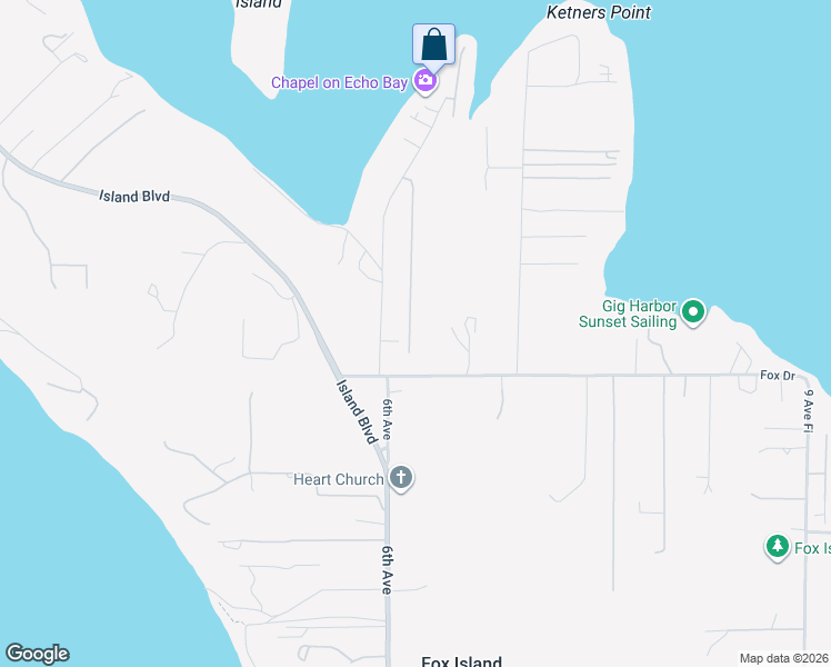 map of restaurants, bars, coffee shops, grocery stores, and more near 563 6th Court Fi in Fox Island
