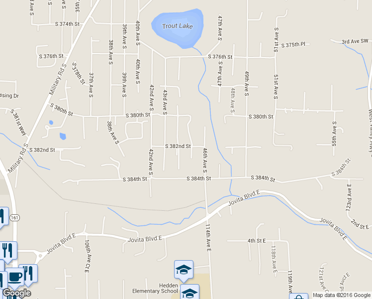 map of restaurants, bars, coffee shops, grocery stores, and more near 38205 45th Avenue South in Auburn