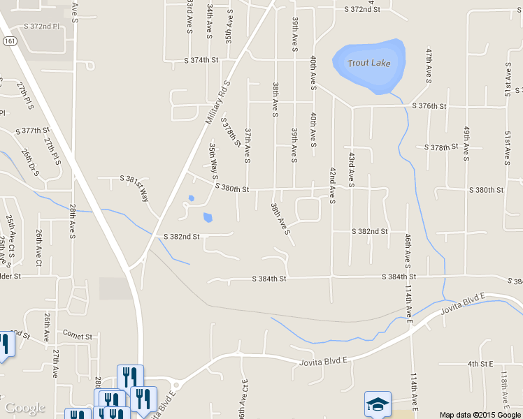map of restaurants, bars, coffee shops, grocery stores, and more near 38025 38th Avenue South in Auburn