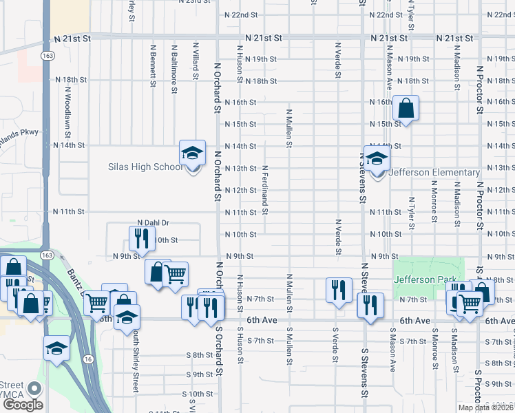 map of restaurants, bars, coffee shops, grocery stores, and more near 4922 North 12th Street in Tacoma