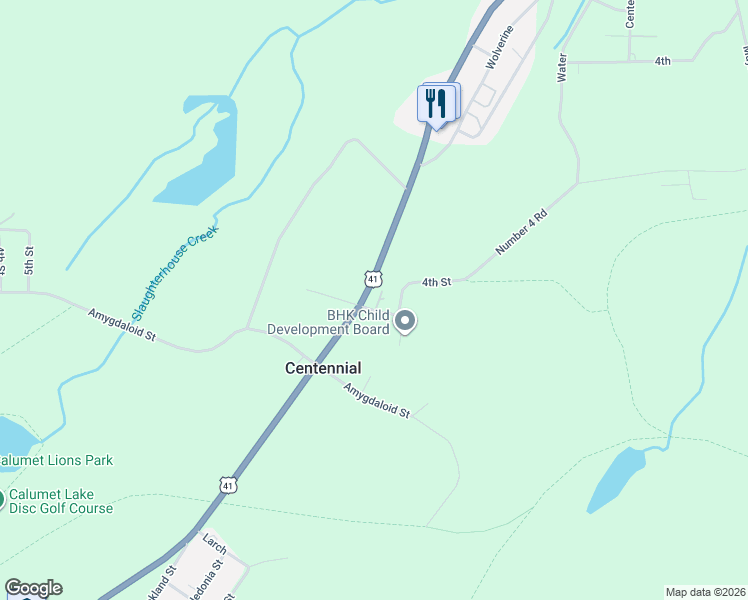 map of restaurants, bars, coffee shops, grocery stores, and more near 27701 Number 4 Road in Calumet Township