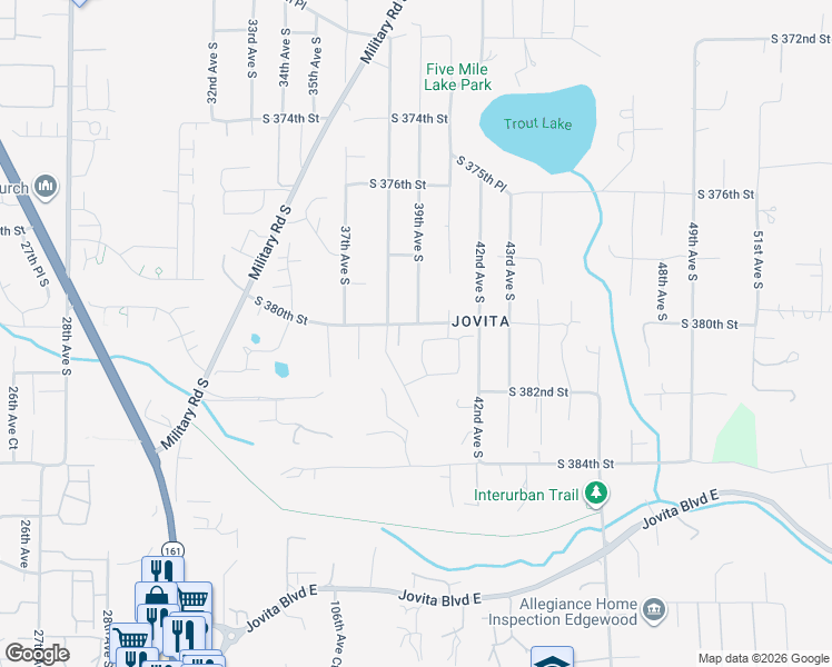 map of restaurants, bars, coffee shops, grocery stores, and more near 38031 39th Avenue South in Auburn