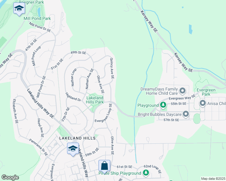 map of restaurants, bars, coffee shops, grocery stores, and more near 5314 Quincy Avenue Southeast in Auburn