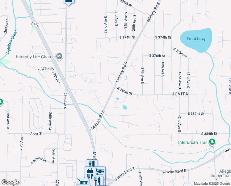 map of restaurants, bars, coffee shops, grocery stores, and more near 38017 34th Court South in Auburn