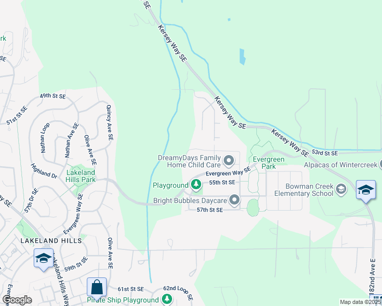 map of restaurants, bars, coffee shops, grocery stores, and more near 5320 Udall Street Southeast in Auburn