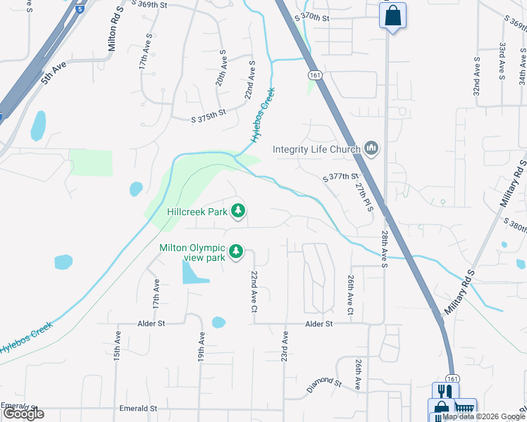 map of restaurants, bars, coffee shops, grocery stores, and more near 37925 23rd Place South in Federal Way