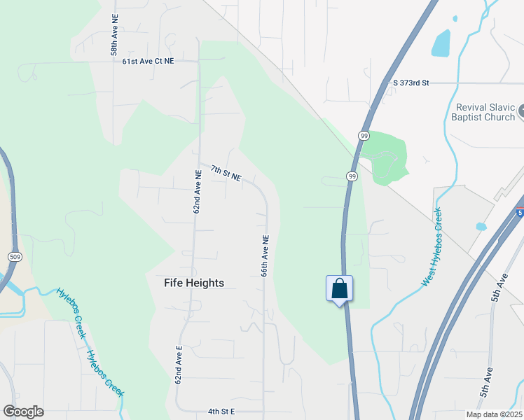 map of restaurants, bars, coffee shops, grocery stores, and more near 6513 5th Street Northeast in Tacoma