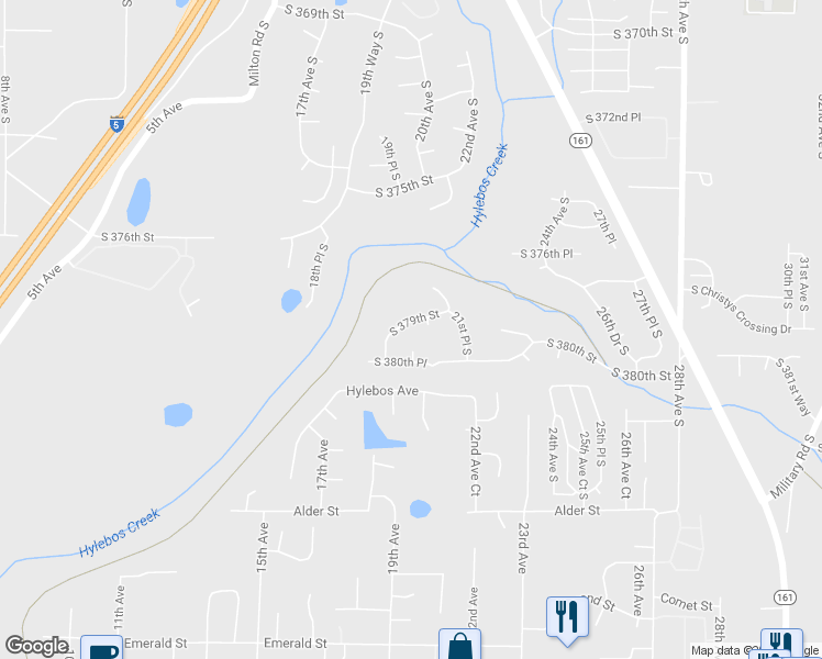 map of restaurants, bars, coffee shops, grocery stores, and more near 1923 South 379th Street in Federal Way