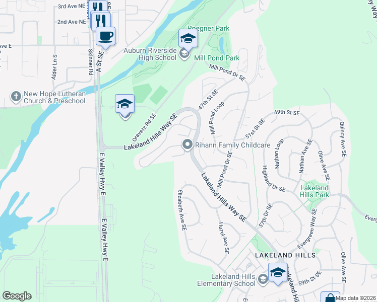map of restaurants, bars, coffee shops, grocery stores, and more near 5201 Francis Court Southeast in Auburn