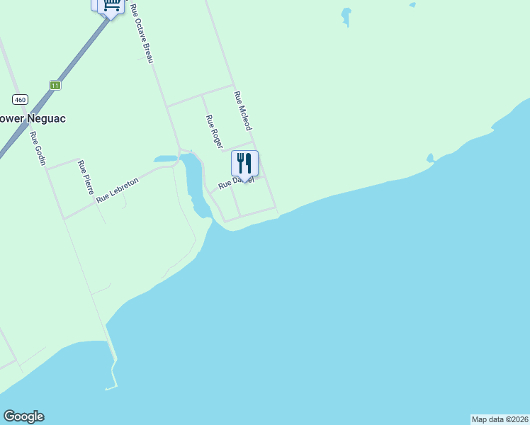 map of restaurants, bars, coffee shops, grocery stores, and more near 132 Rue des Chalets in Néguac