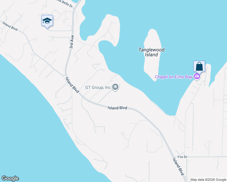 map of restaurants, bars, coffee shops, grocery stores, and more near 409 3rd Lane in Fox Island