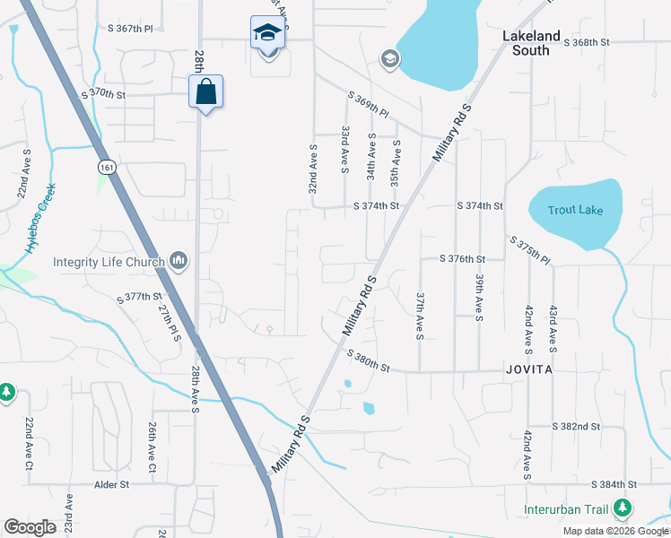 map of restaurants, bars, coffee shops, grocery stores, and more near 3235 South 375th Place in Auburn