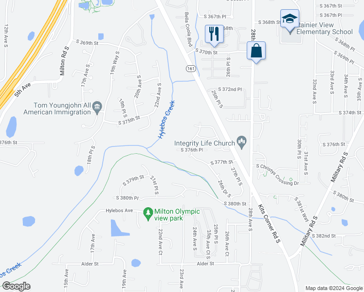 map of restaurants, bars, coffee shops, grocery stores, and more near 2324 South 376th Place in Federal Way