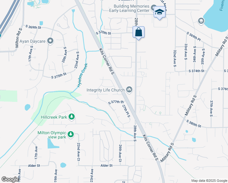 map of restaurants, bars, coffee shops, grocery stores, and more near 37500 27th Place South in Federal Way