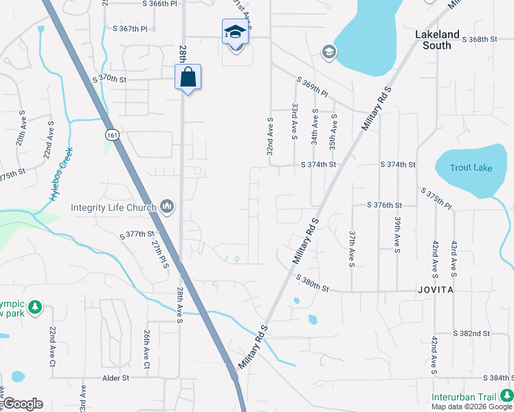 map of restaurants, bars, coffee shops, grocery stores, and more near 37554 30th Place South in Federal Way