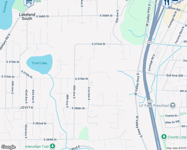 map of restaurants, bars, coffee shops, grocery stores, and more near 37526 51st Avenue South in Auburn
