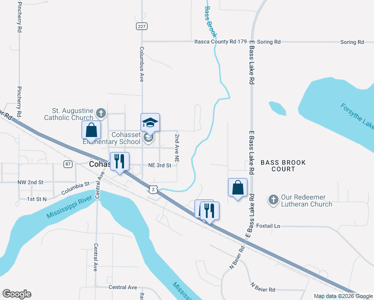 map of restaurants, bars, coffee shops, grocery stores, and more near 400 2nd Avenue Northeast in Cohasset