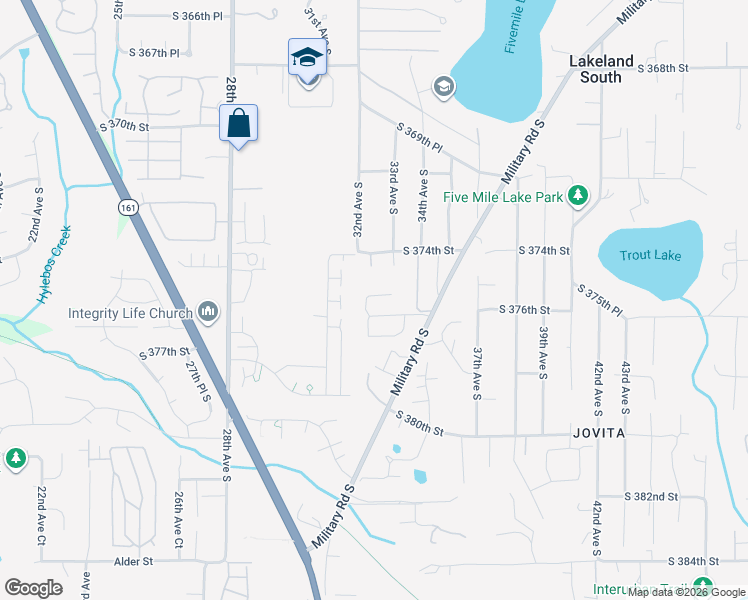 map of restaurants, bars, coffee shops, grocery stores, and more near 3235 South 375th Place in Auburn