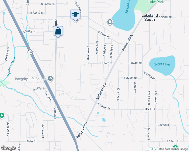 map of restaurants, bars, coffee shops, grocery stores, and more near 3235 South 375th Place in Auburn