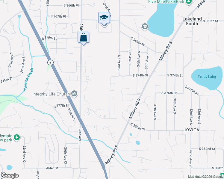 map of restaurants, bars, coffee shops, grocery stores, and more near 37462 30th Place South in Federal Way