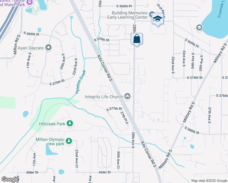 map of restaurants, bars, coffee shops, grocery stores, and more near 37500 27th Place South in Federal Way