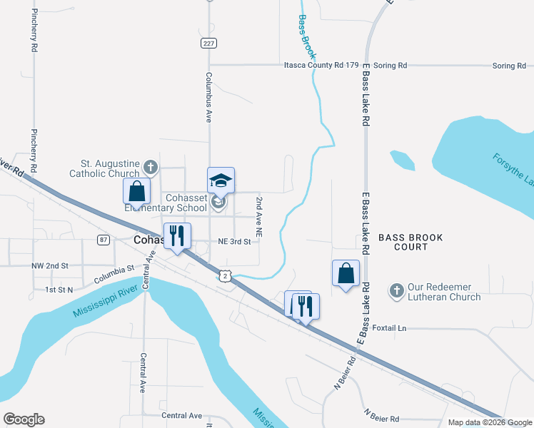map of restaurants, bars, coffee shops, grocery stores, and more near 400 2nd Avenue Northeast in Cohasset