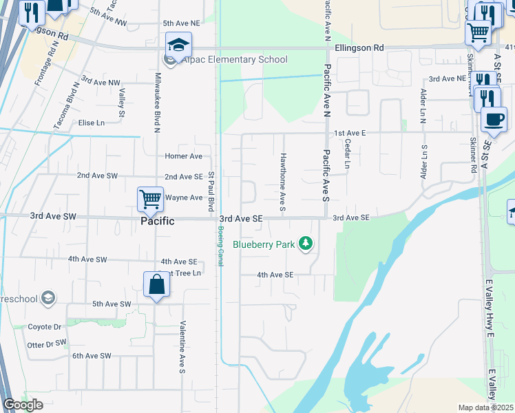 map of restaurants, bars, coffee shops, grocery stores, and more near 261 Sunset Drive in Pacific