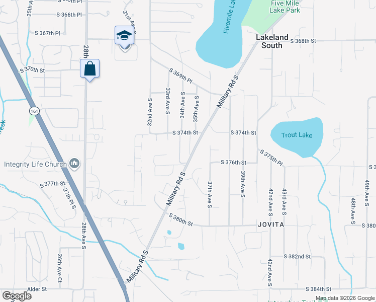 map of restaurants, bars, coffee shops, grocery stores, and more near 37431 35th Avenue South in Auburn