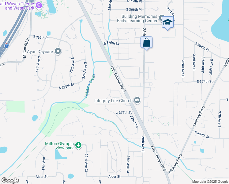 map of restaurants, bars, coffee shops, grocery stores, and more near 2611 South 374th Place in Federal Way