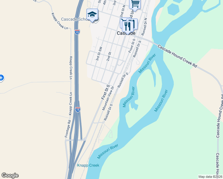 map of restaurants, bars, coffee shops, grocery stores, and more near 410 Mountain View Drive in Cascade