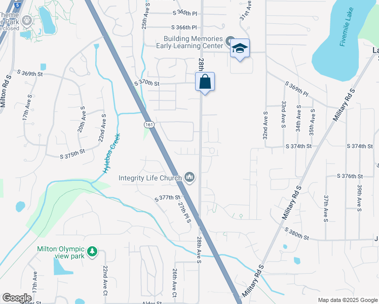map of restaurants, bars, coffee shops, grocery stores, and more near 37301 28th Avenue South in Federal Way
