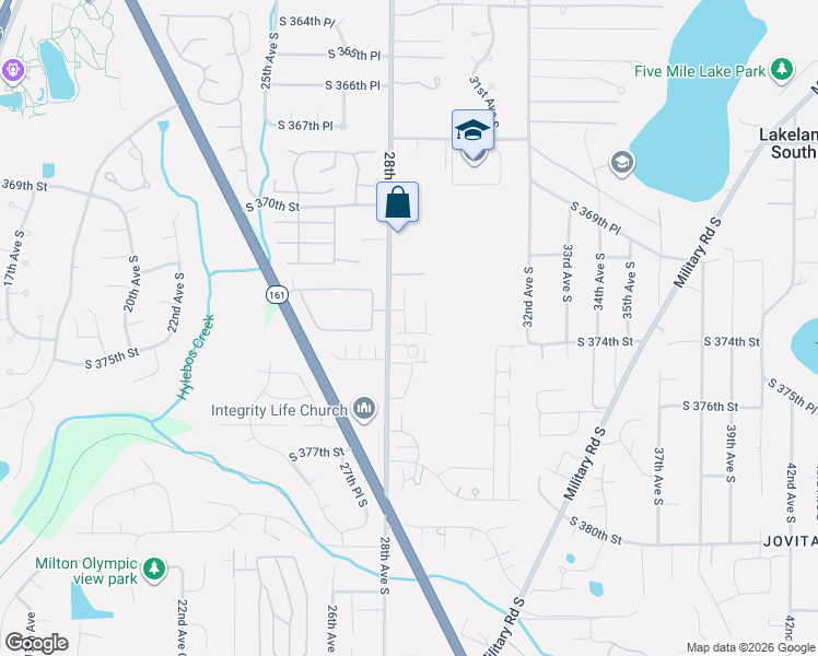 map of restaurants, bars, coffee shops, grocery stores, and more near 37462 29th Avenue South in Federal Way