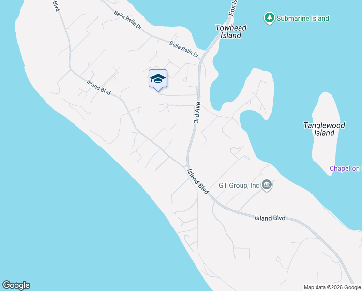 map of restaurants, bars, coffee shops, grocery stores, and more near 356 3rd Avenue Fi in Fox Island