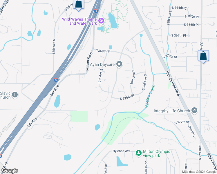 map of restaurants, bars, coffee shops, grocery stores, and more near 203 18th Avenue South in Federal Way