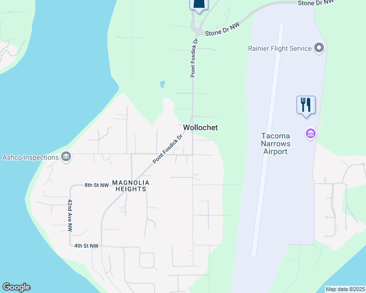 map of restaurants, bars, coffee shops, grocery stores, and more near 1126 Point Fosdick Drive in Gig Harbor