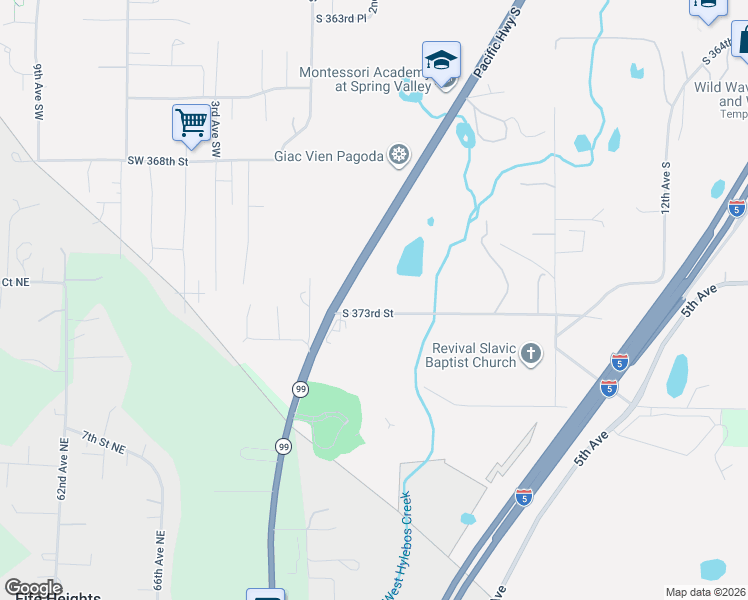map of restaurants, bars, coffee shops, grocery stores, and more near 37000 Pacific Highway South in Federal Way