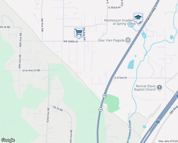 map of restaurants, bars, coffee shops, grocery stores, and more near 37135 2nd Avenue Southwest in Federal Way