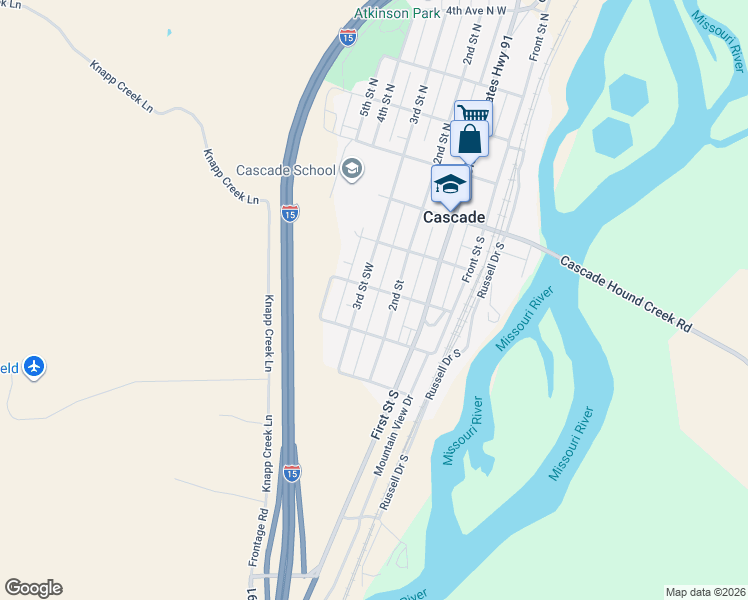 map of restaurants, bars, coffee shops, grocery stores, and more near 212-224 3rd Street Southwest in Cascade