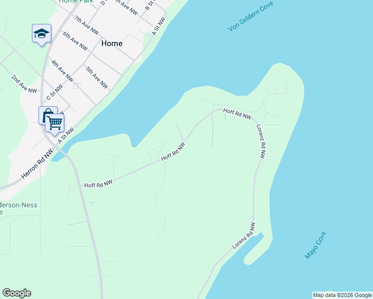 map of restaurants, bars, coffee shops, grocery stores, and more near 16608 Hoff Road Northwest in Lakebay