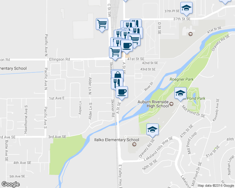map of restaurants, bars, coffee shops, grocery stores, and more near 29 Skinner Road in Pacific