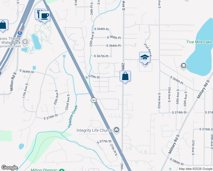 map of restaurants, bars, coffee shops, grocery stores, and more near 2509 South 370th Place in Federal Way