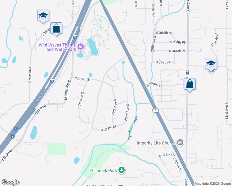 map of restaurants, bars, coffee shops, grocery stores, and more near 2116 South 371st Street in Federal Way
